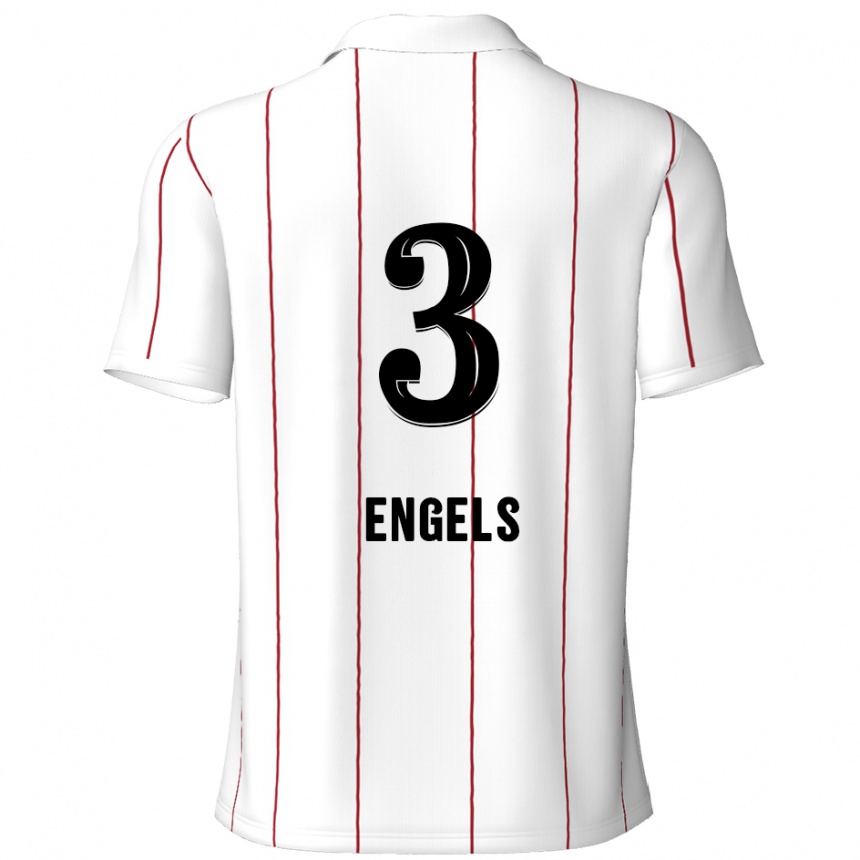 Enfant Football Maillot Björn Engels #3 Blanc Noir Tenues Extérieur 2024/25