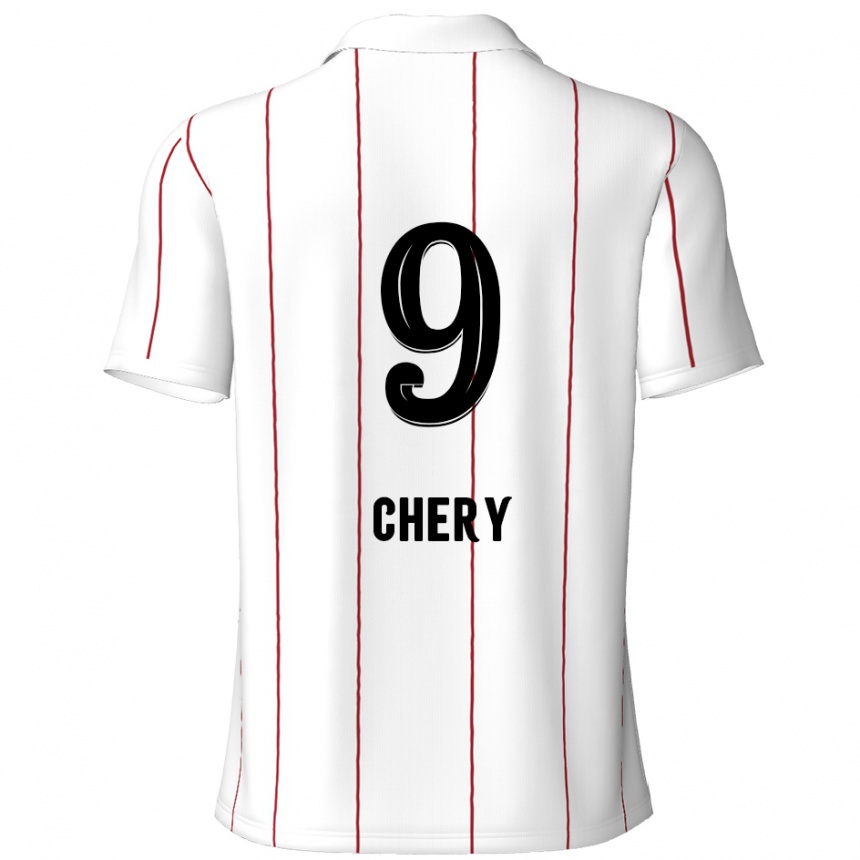 Enfant Football Maillot Tjaronn Chery #9 Blanc Noir Tenues Extérieur 2024/25