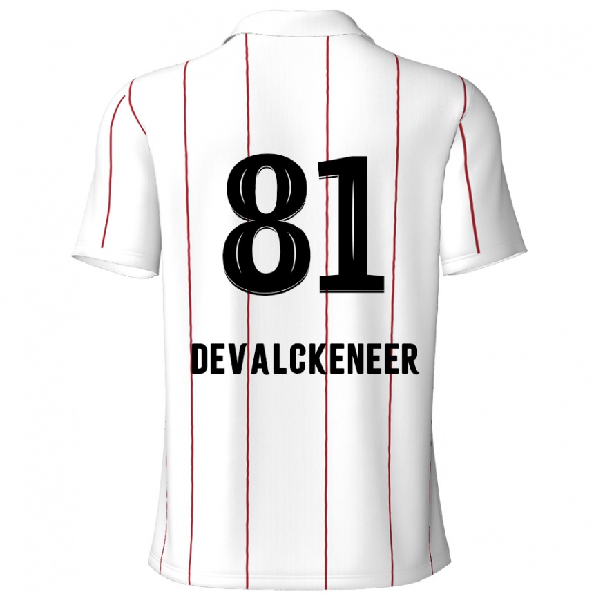 Enfant Football Maillot Niels Devalckeneer #81 Blanc Noir Tenues Extérieur 2024/25