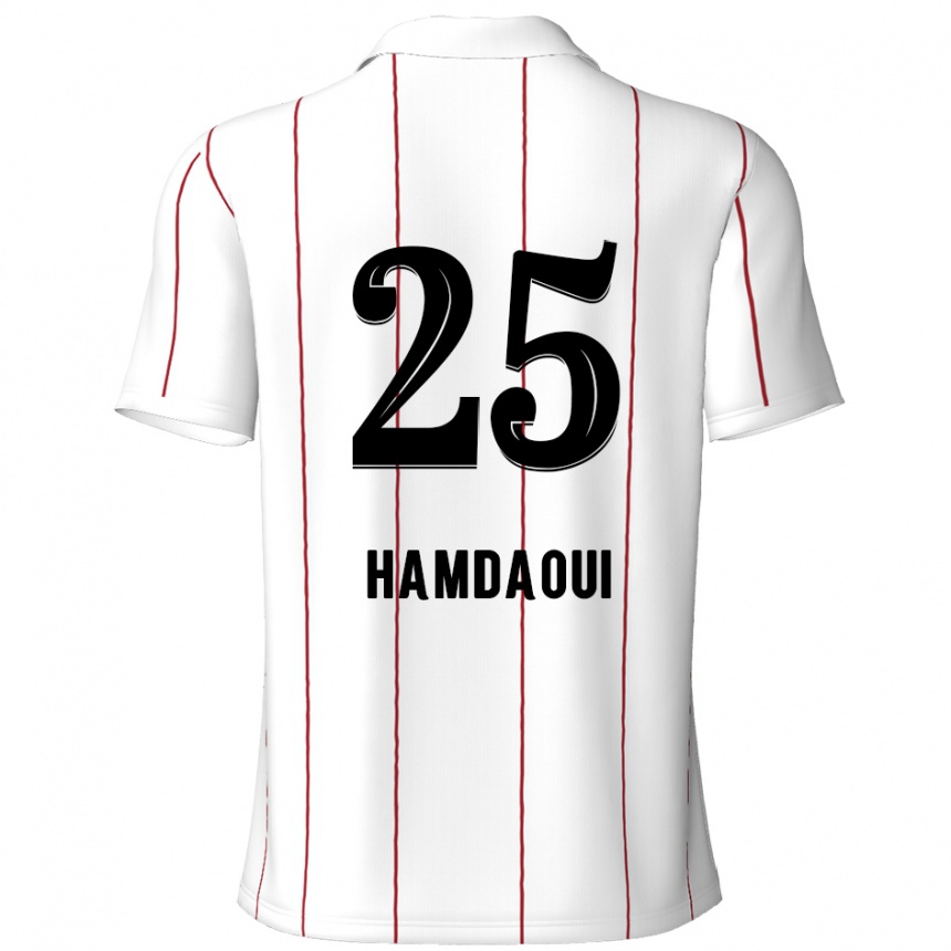 Enfant Football Maillot Youssef Hamdaoui #25 Blanc Noir Tenues Extérieur 2024/25