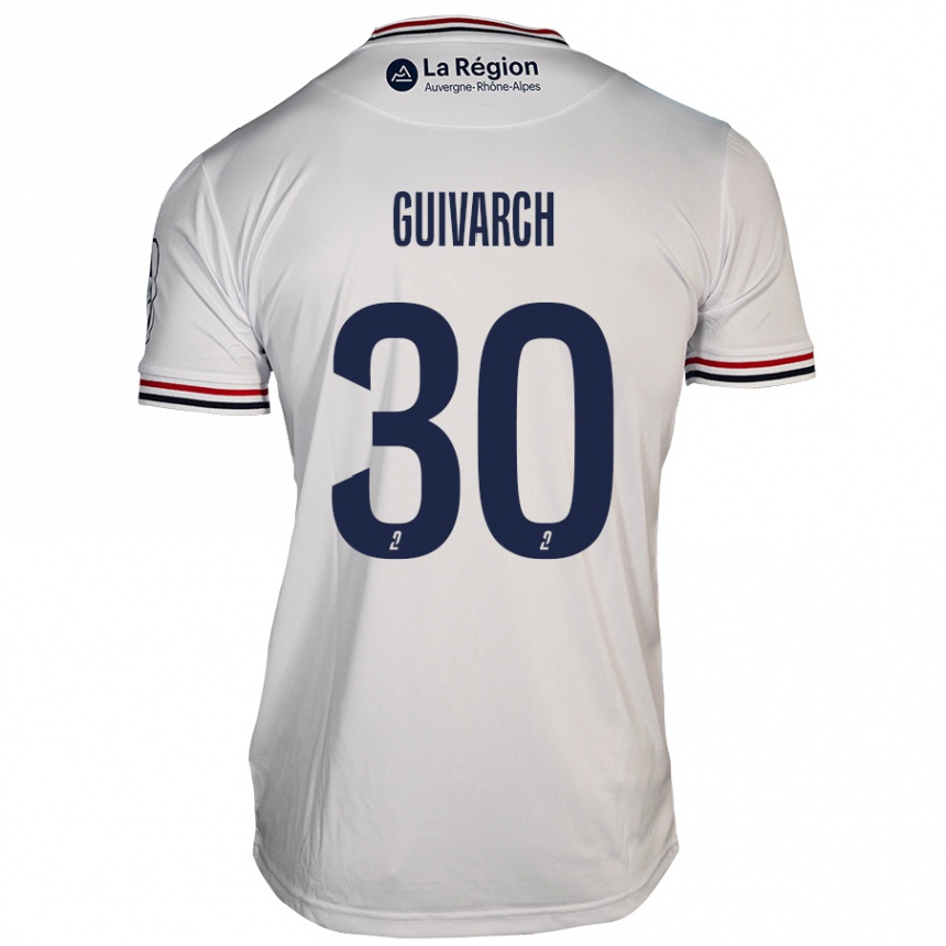 Enfant Football Maillot Théo Guivarch #30 Blanc Tenues Extérieur 2024/25