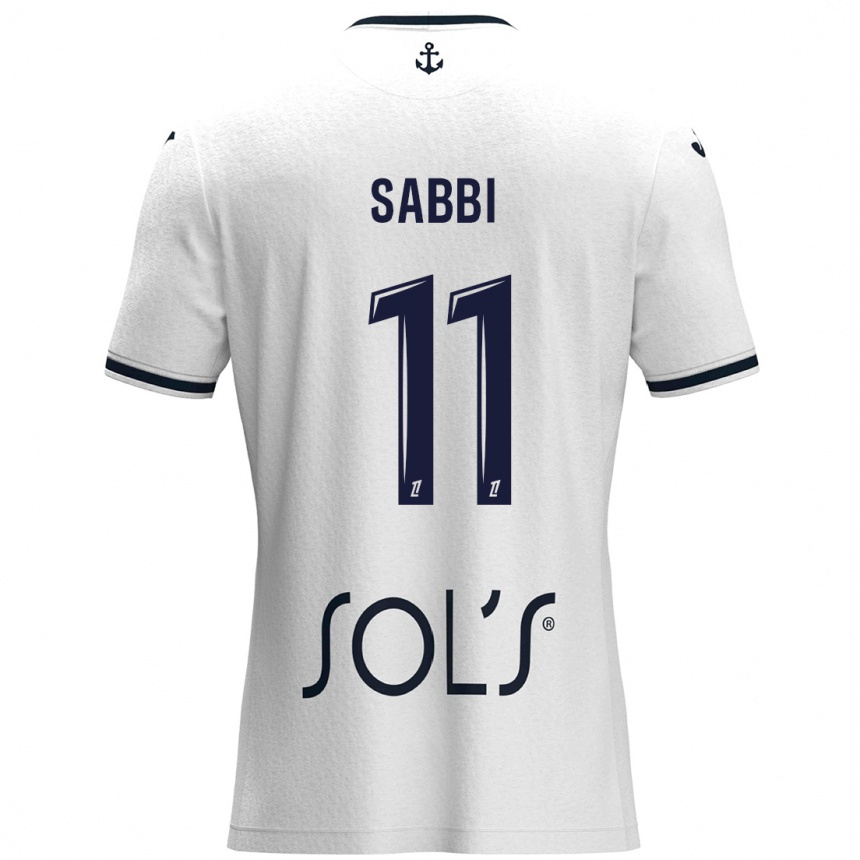 Enfant Football Maillot Emmanuel Sabbi #11 Blanc Bleu Foncé Tenues Extérieur 2024/25