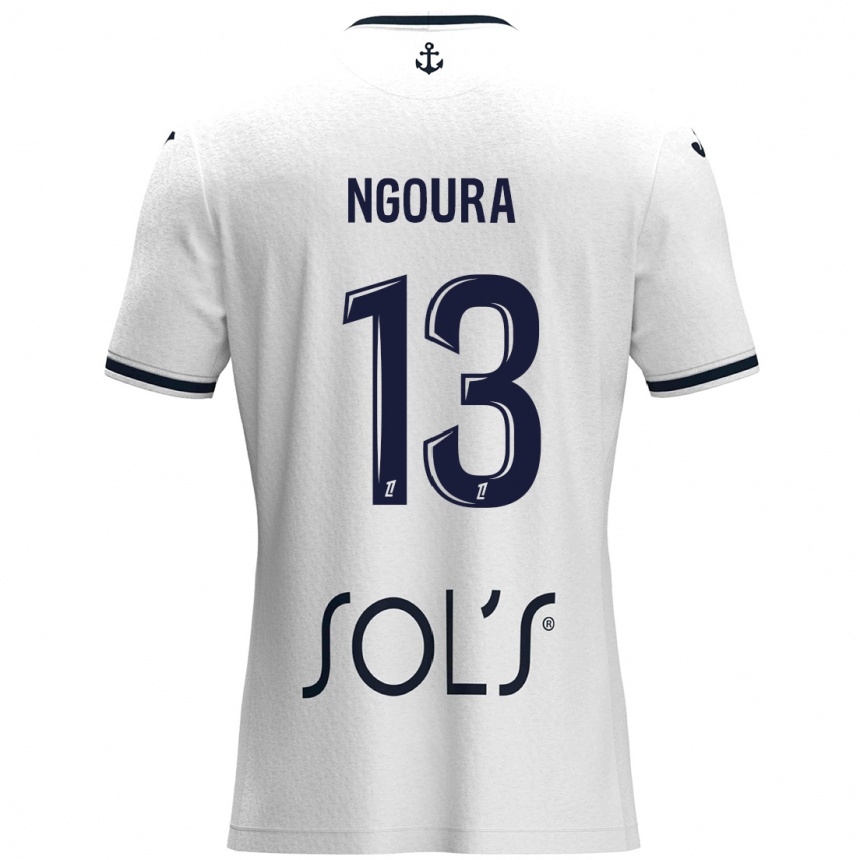 Enfant Football Maillot Steve Ngoura #13 Blanc Bleu Foncé Tenues Extérieur 2024/25