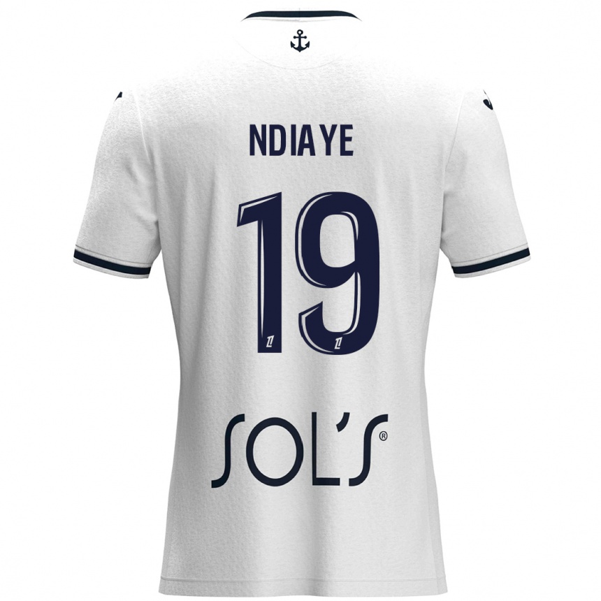 Enfant Football Maillot Rassoul Ndiaye #19 Blanc Bleu Foncé Tenues Extérieur 2024/25