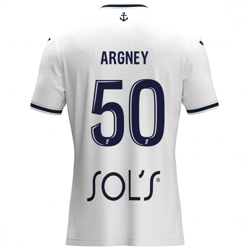 Enfant Football Maillot Paul Argney #50 Blanc Bleu Foncé Tenues Extérieur 2024/25