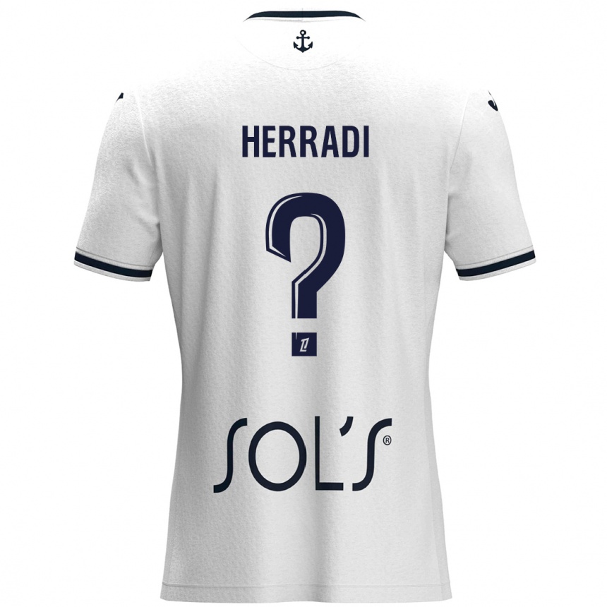 Enfant Football Maillot Zaid Herradi #0 Blanc Bleu Foncé Tenues Extérieur 2024/25