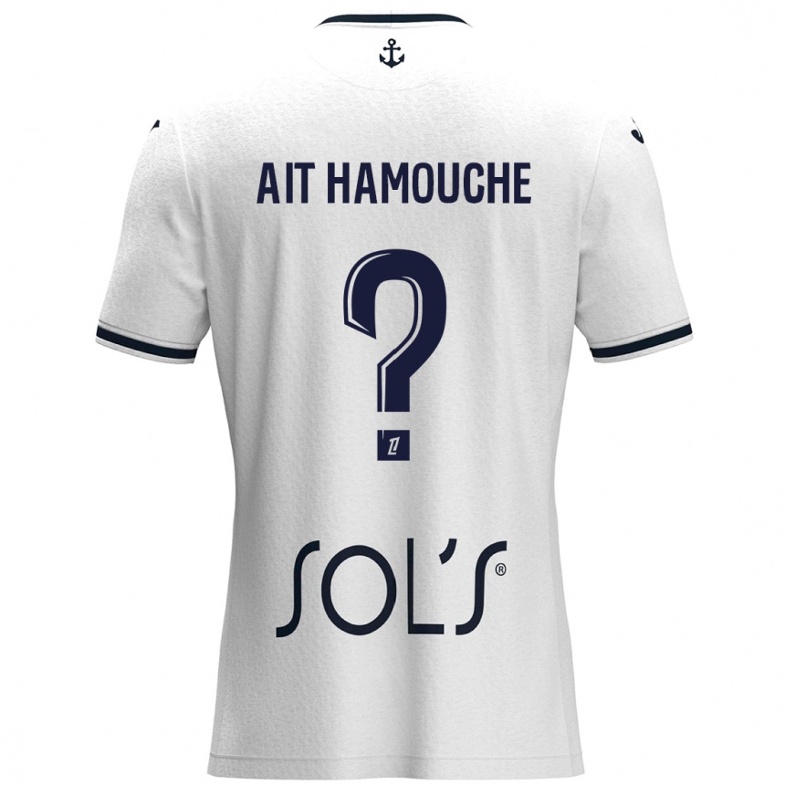 Enfant Football Maillot Massyl Ait Hamouche #0 Blanc Bleu Foncé Tenues Extérieur 2024/25