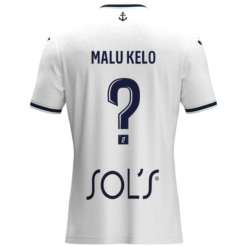 Enfant Football Maillot Yohann Malu Kelo #0 Blanc Bleu Foncé Tenues Extérieur 2024/25