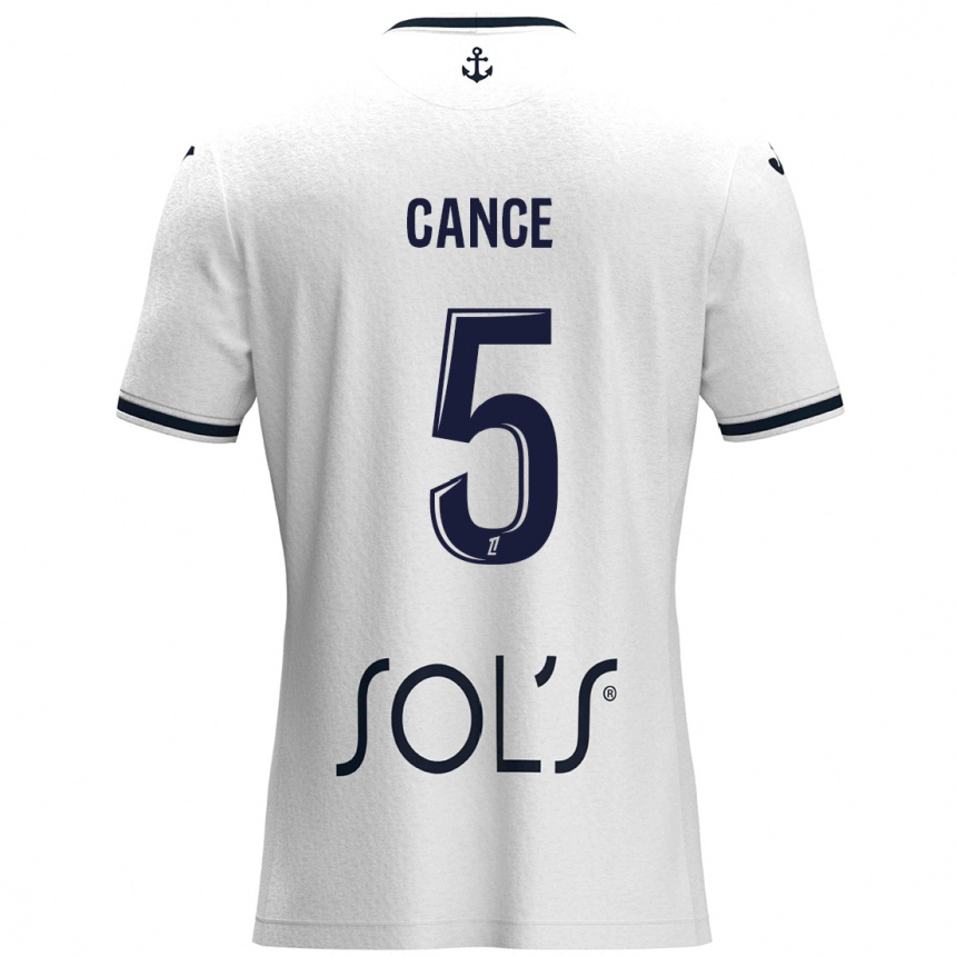 Enfant Football Maillot Laurie Cance #5 Blanc Bleu Foncé Tenues Extérieur 2024/25