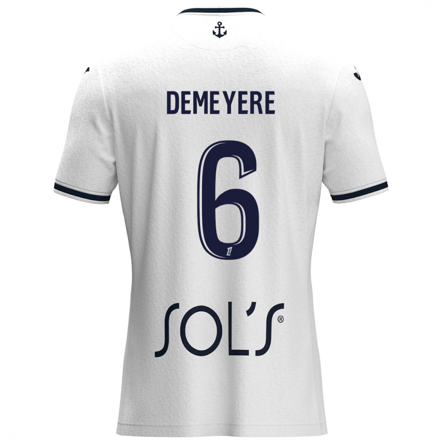 Enfant Football Maillot Silke Demeyere #6 Blanc Bleu Foncé Tenues Extérieur 2024/25