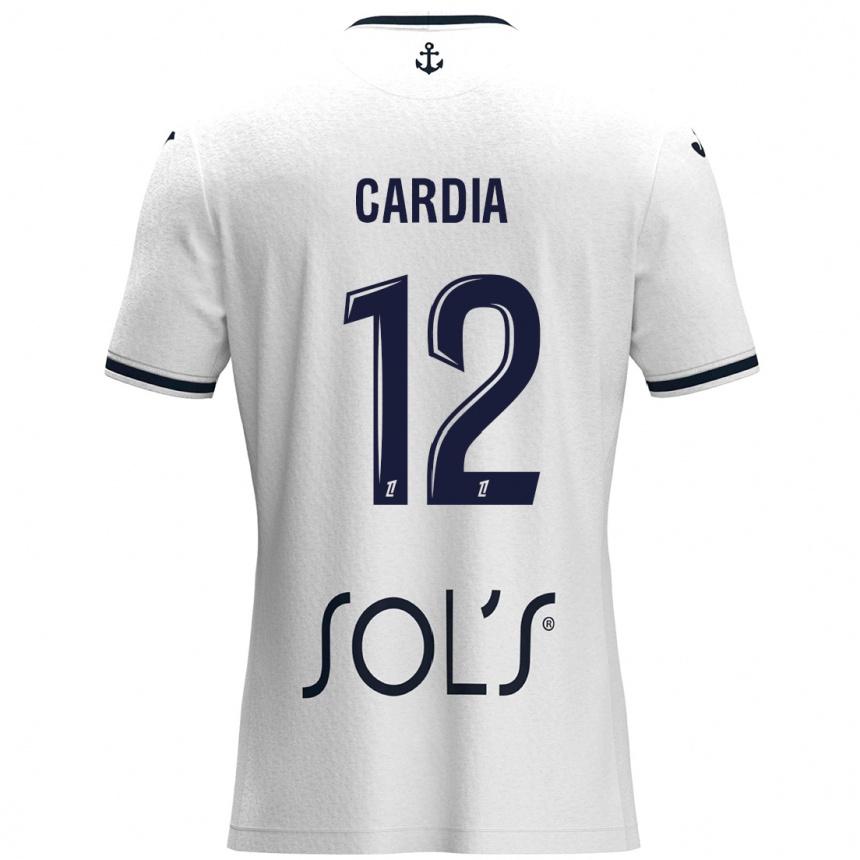 Enfant Football Maillot Mickaëla Cardia #12 Blanc Bleu Foncé Tenues Extérieur 2024/25