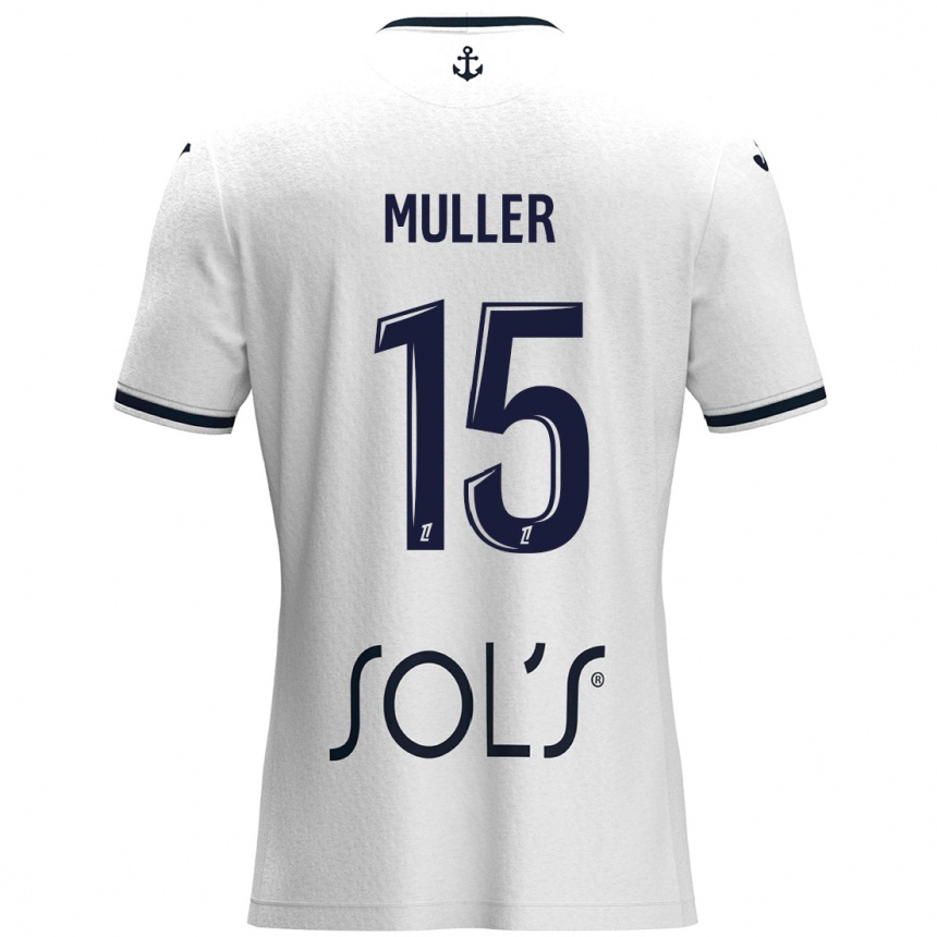 Enfant Football Maillot Laura Muller #15 Blanc Bleu Foncé Tenues Extérieur 2024/25