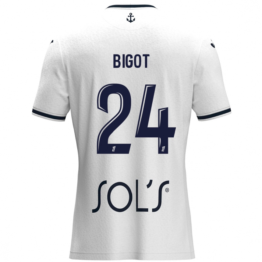 Enfant Football Maillot Maureen Bigot #24 Blanc Bleu Foncé Tenues Extérieur 2024/25