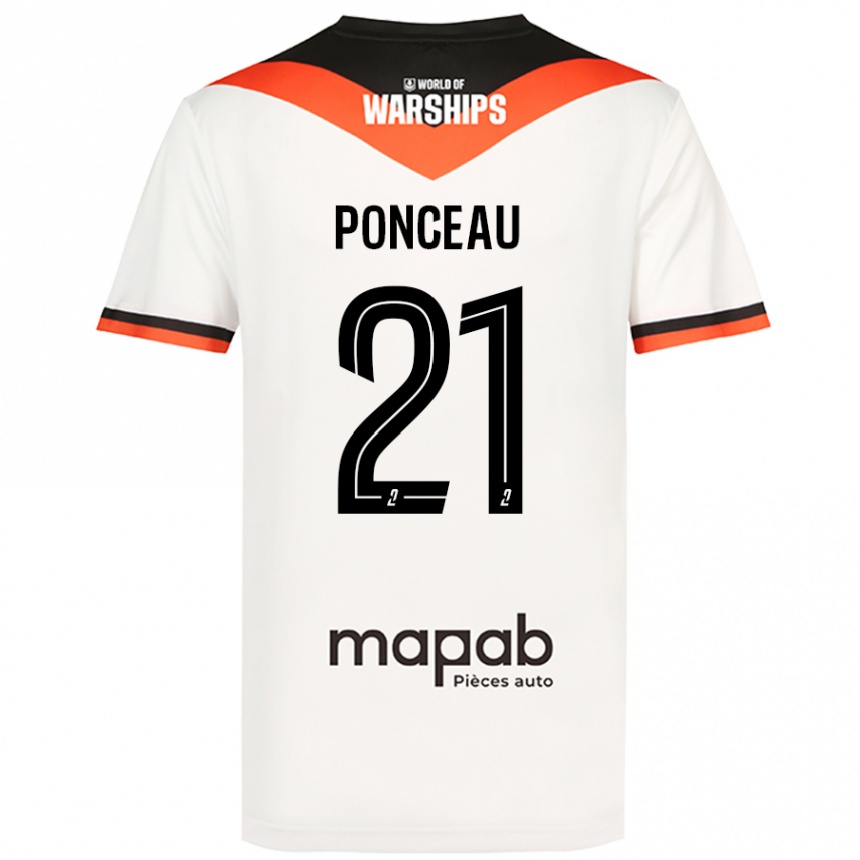 Enfant Football Maillot Julien Ponceau #21 Blanc Tenues Extérieur 2024/25