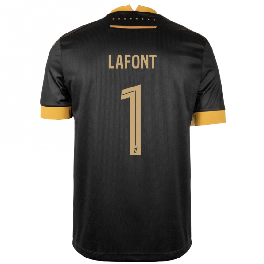 Enfant Football Maillot Alban Lafont #1 Noir Marron Tenues Extérieur 2024/25