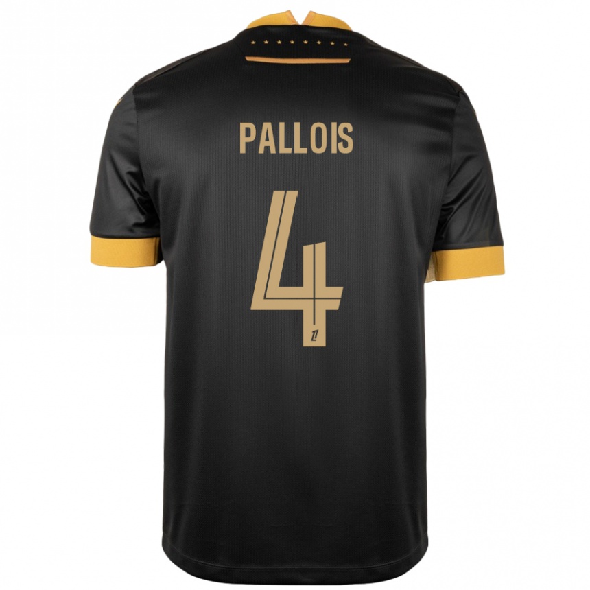 Enfant Football Maillot Nicolas Pallois #4 Noir Marron Tenues Extérieur 2024/25