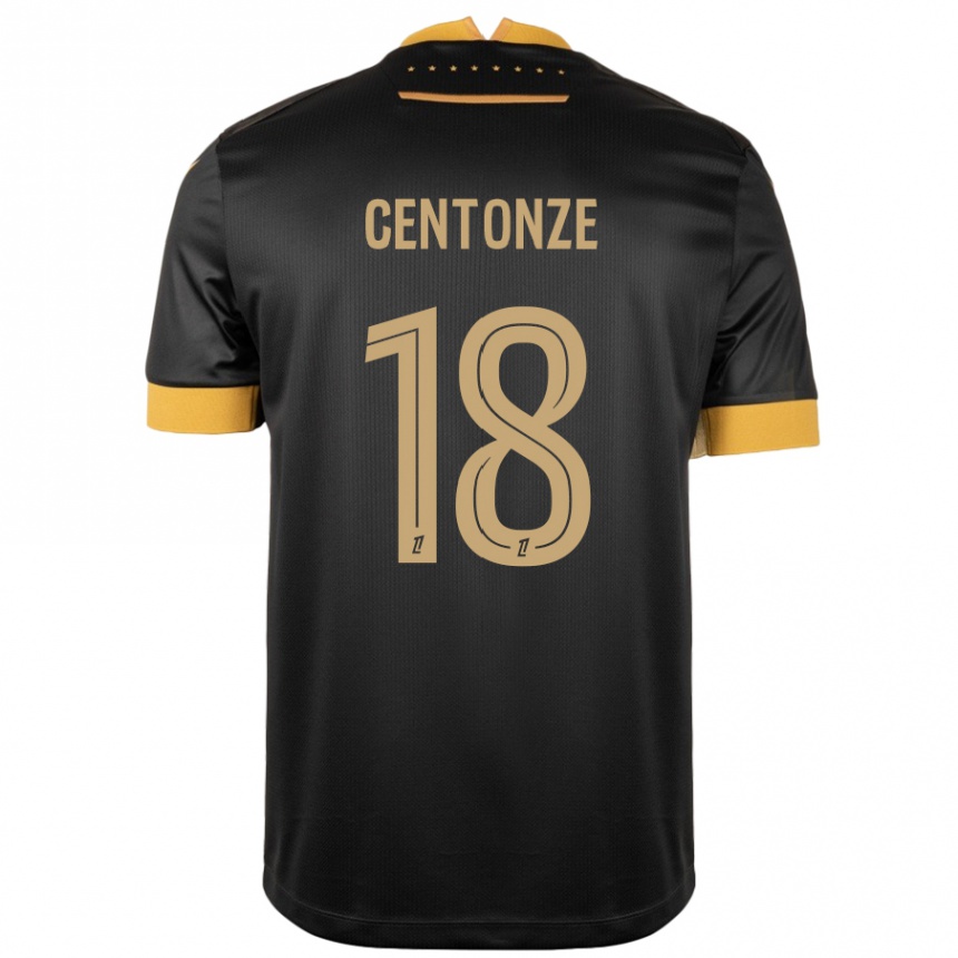 Enfant Football Maillot Fabien Centonze #18 Noir Marron Tenues Extérieur 2024/25