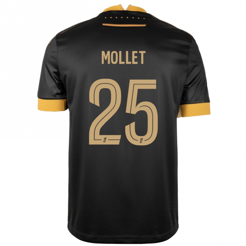 Enfant Football Maillot Florent Mollet #25 Noir Marron Tenues Extérieur 2024/25