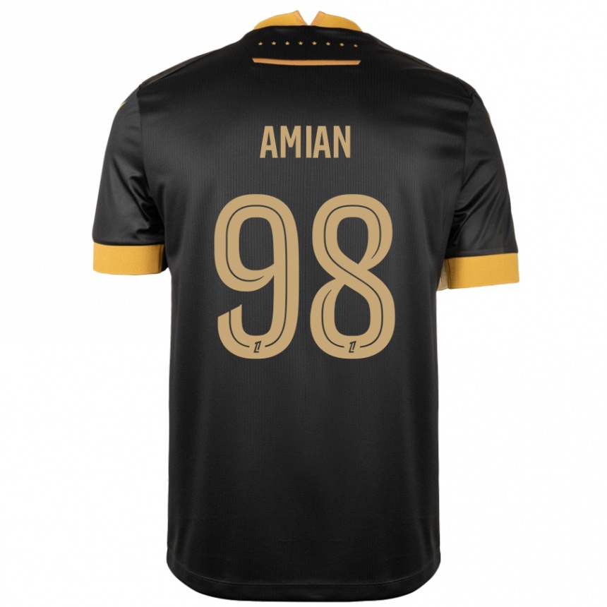 Enfant Football Maillot Kelvin Amian #98 Noir Marron Tenues Extérieur 2024/25