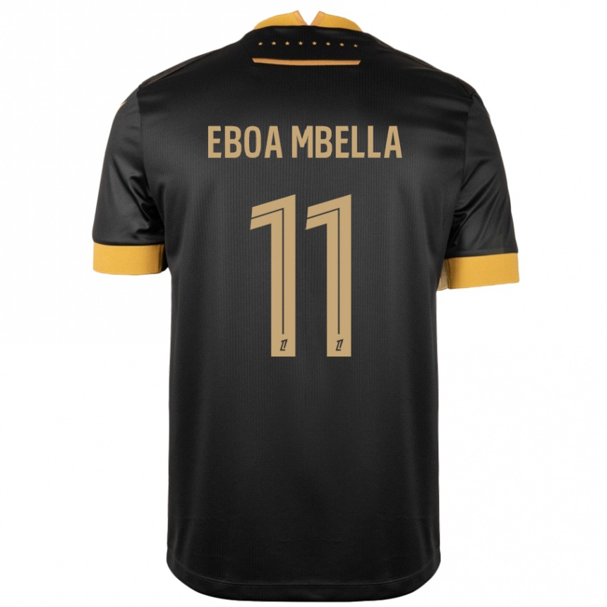 Enfant Football Maillot Eden Eboa Mbella #11 Noir Marron Tenues Extérieur 2024/25