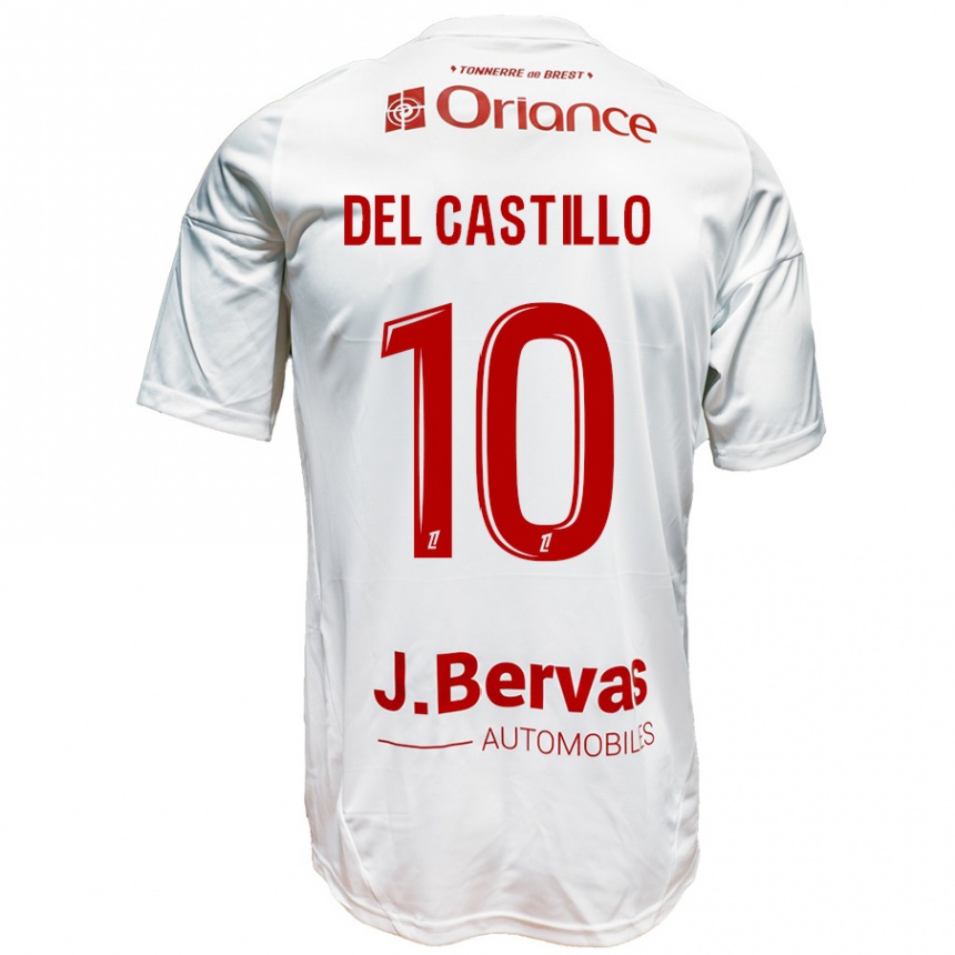 Enfant Football Maillot Romain Del Castillo #10 Blanc Rouge Tenues Extérieur 2024/25