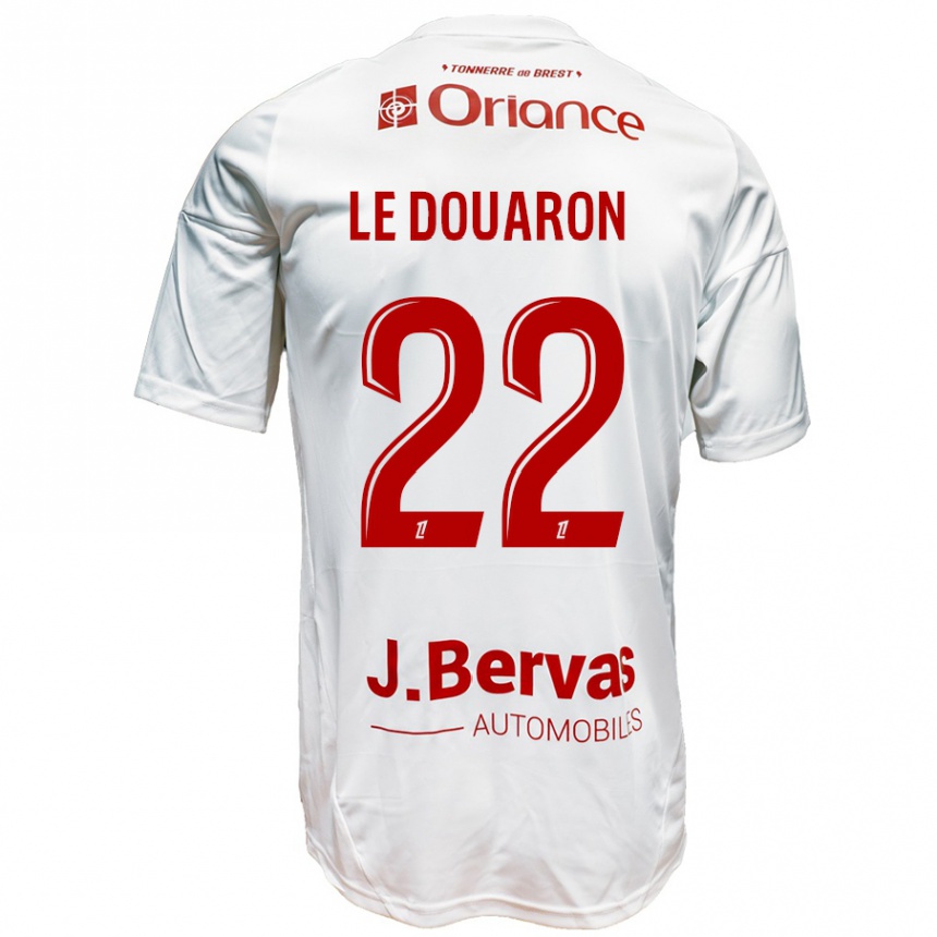 Enfant Football Maillot Jérémy Le Douaron #22 Blanc Rouge Tenues Extérieur 2024/25