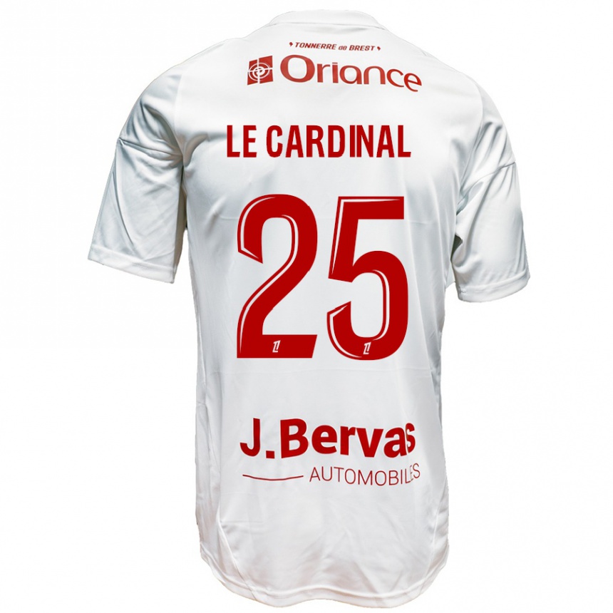 Enfant Football Maillot Julien Le Cardinal #25 Blanc Rouge Tenues Extérieur 2024/25