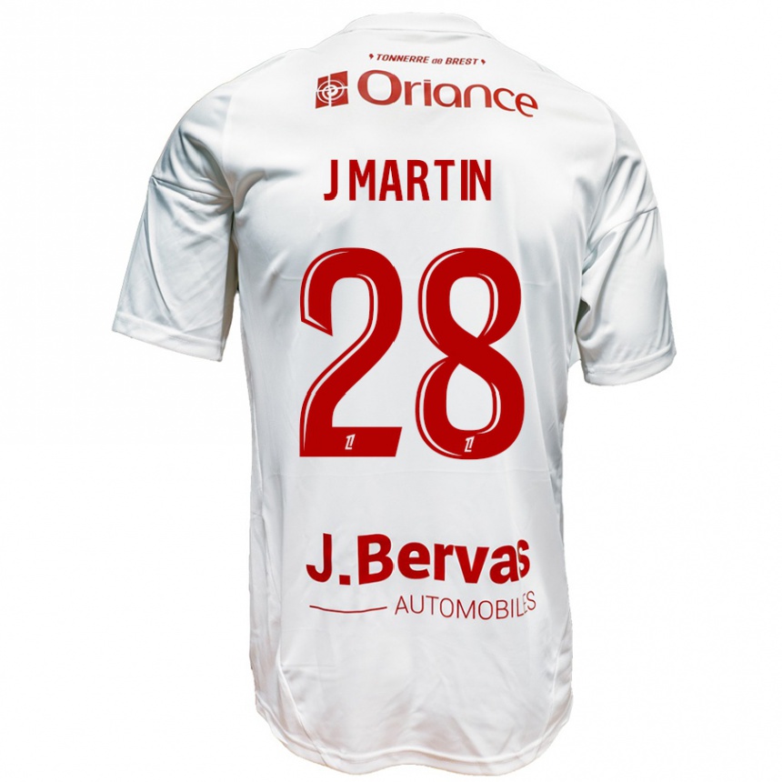 Enfant Football Maillot Jonas Martin #28 Blanc Rouge Tenues Extérieur 2024/25