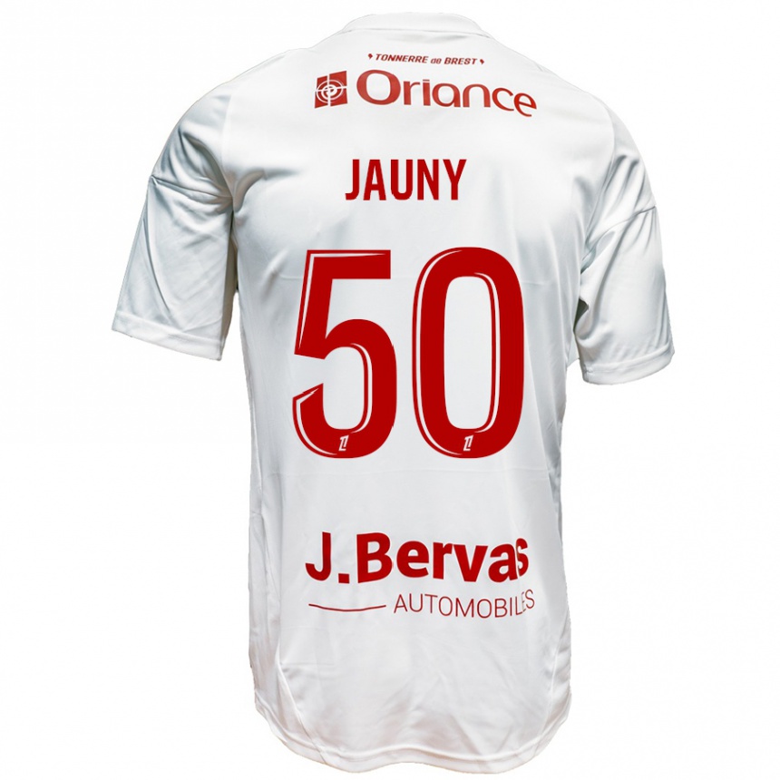 Enfant Football Maillot Noah Jauny #50 Blanc Rouge Tenues Extérieur 2024/25