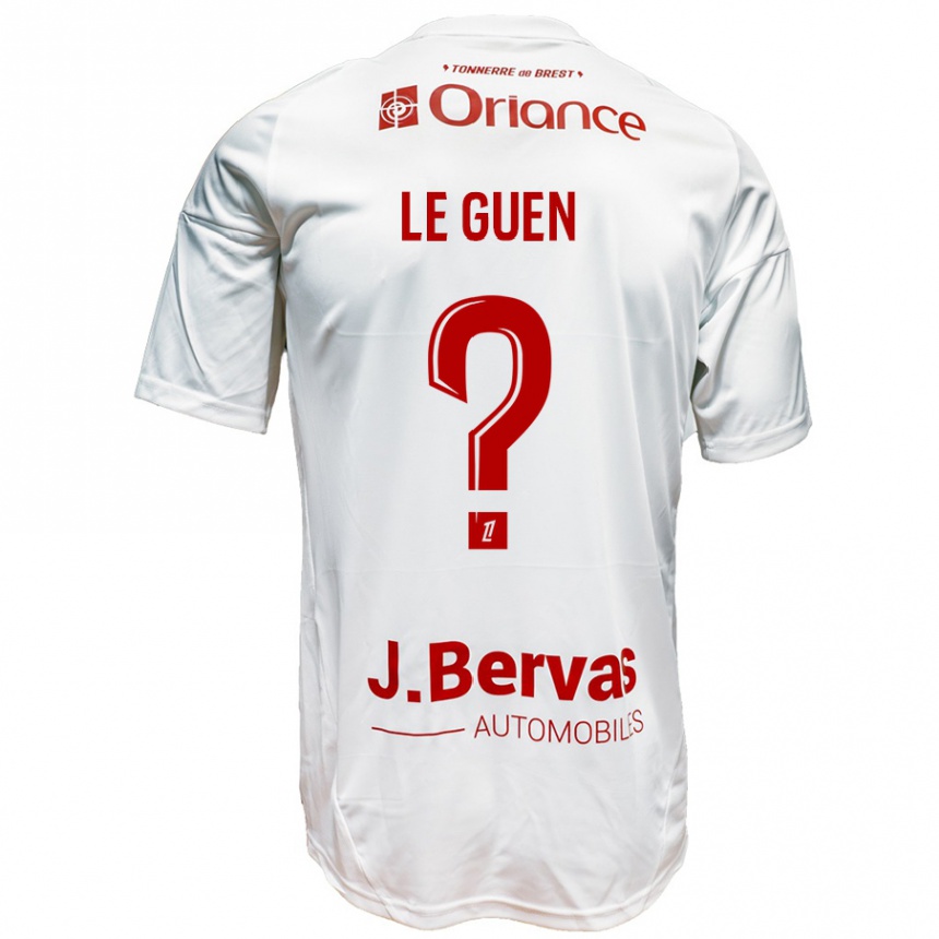 Enfant Football Maillot Raphaël Le Guen #0 Blanc Rouge Tenues Extérieur 2024/25