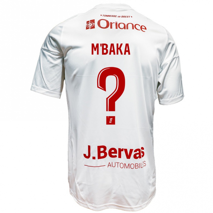 Enfant Football Maillot Sacha M'baka #0 Blanc Rouge Tenues Extérieur 2024/25