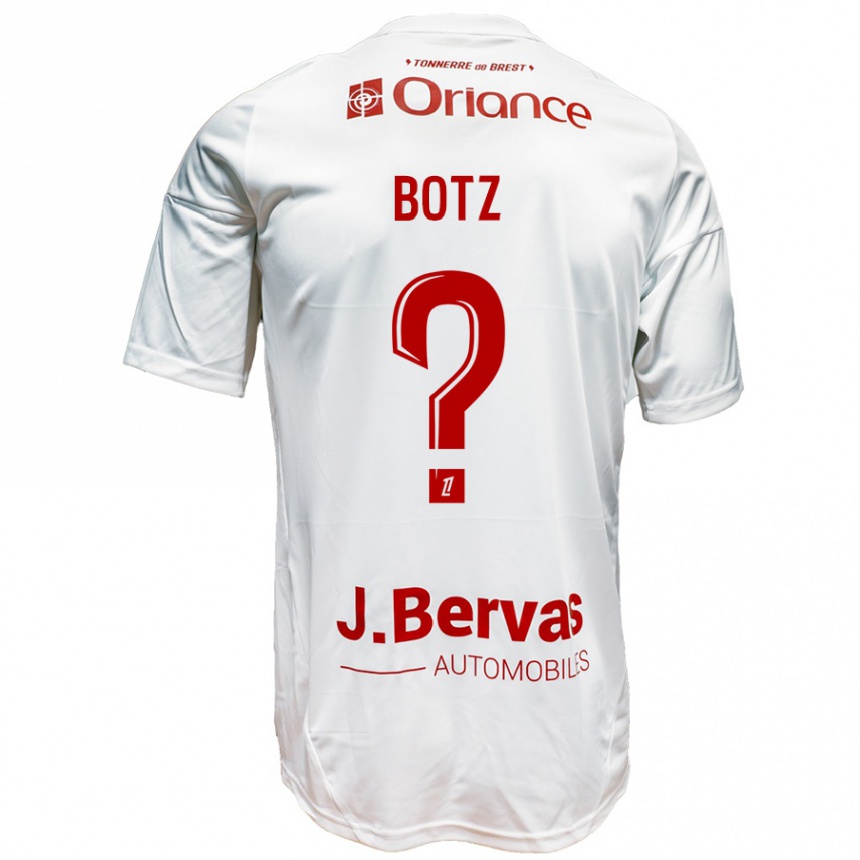 Enfant Football Maillot Léo Botz #0 Blanc Rouge Tenues Extérieur 2024/25