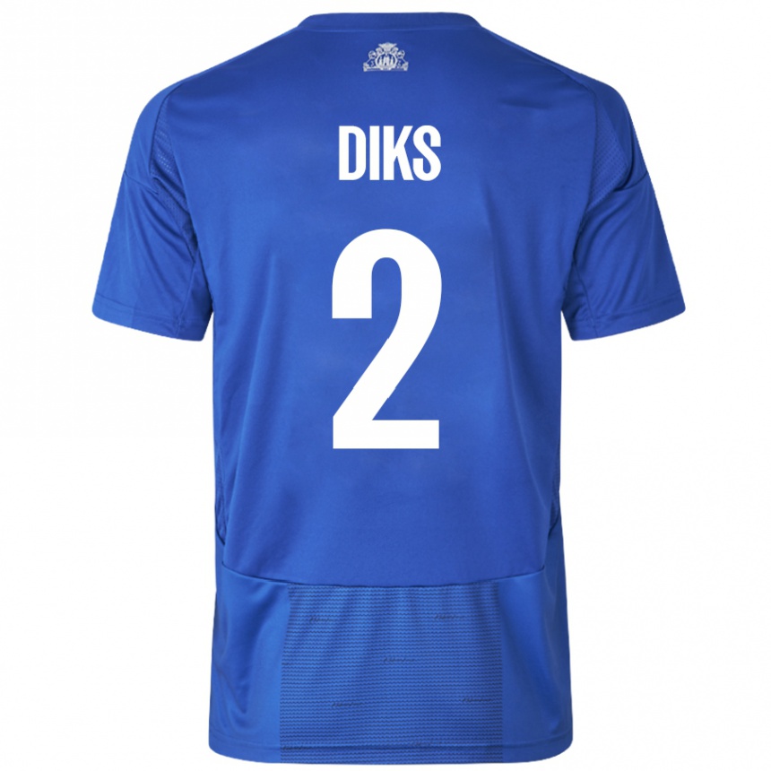 Enfant Football Maillot Kevin Diks #2 Blanc Bleu Tenues Extérieur 2024/25