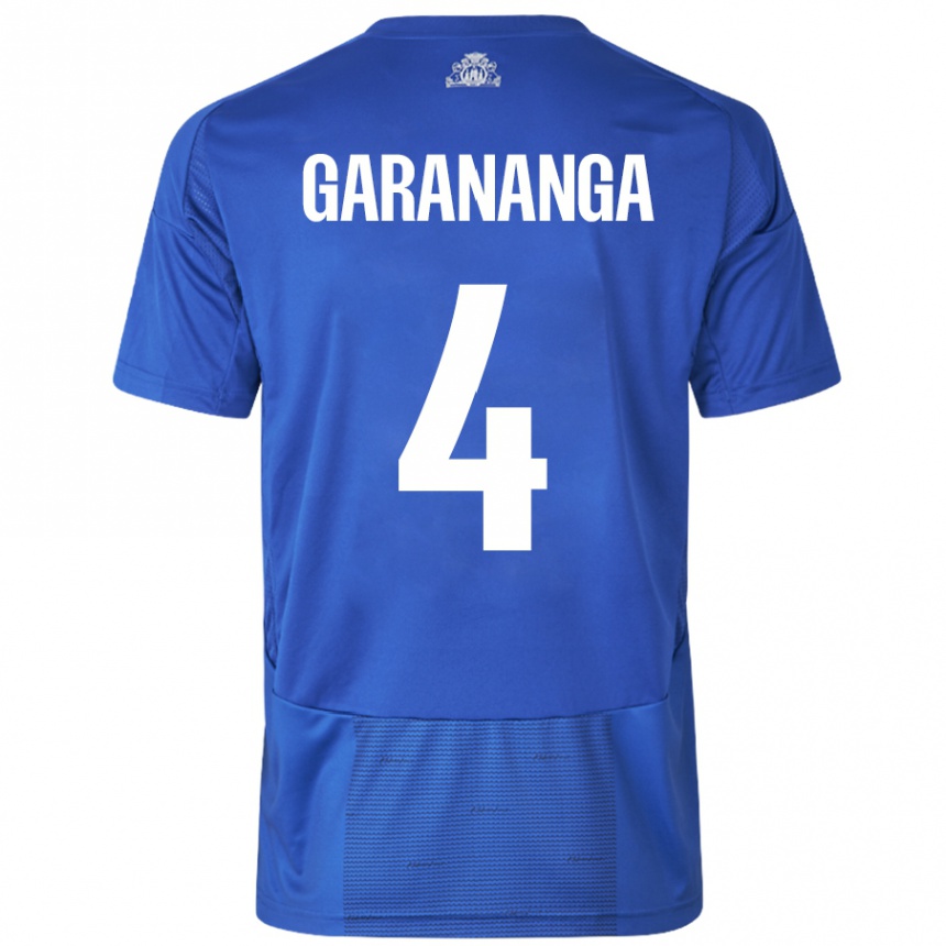 Enfant Football Maillot Munashe Garananga #4 Blanc Bleu Tenues Extérieur 2024/25