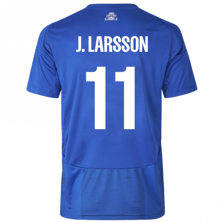 Enfant Football Maillot Jordan Larsson #11 Blanc Bleu Tenues Extérieur 2024/25