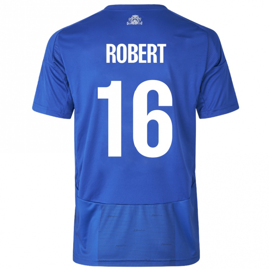 Enfant Football Maillot Robert #16 Blanc Bleu Tenues Extérieur 2024/25