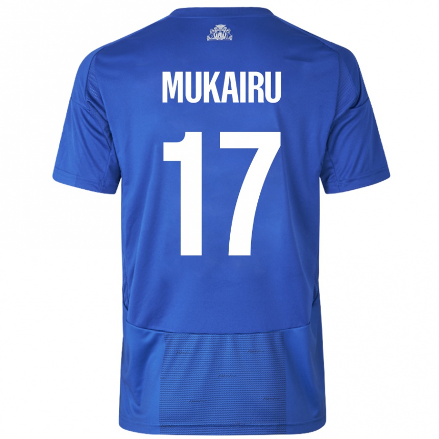 Enfant Football Maillot Paul Mukairu #17 Blanc Bleu Tenues Extérieur 2024/25