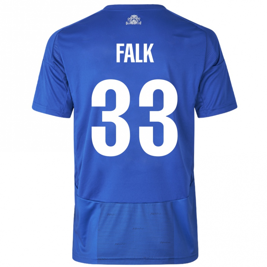 Enfant Football Maillot Rasmus Falk #33 Blanc Bleu Tenues Extérieur 2024/25