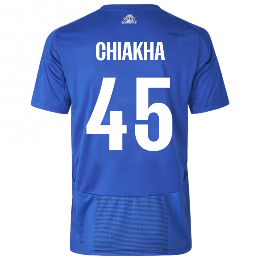 Enfant Football Maillot Amin Chiakha #45 Blanc Bleu Tenues Extérieur 2024/25