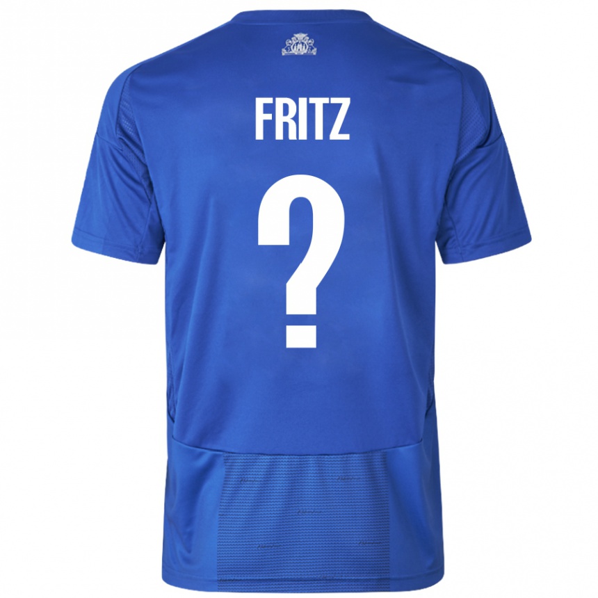 Enfant Football Maillot Gustav Fritz #0 Blanc Bleu Tenues Extérieur 2024/25