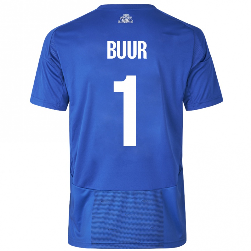 Enfant Football Maillot Oscar Buur #1 Blanc Bleu Tenues Extérieur 2024/25