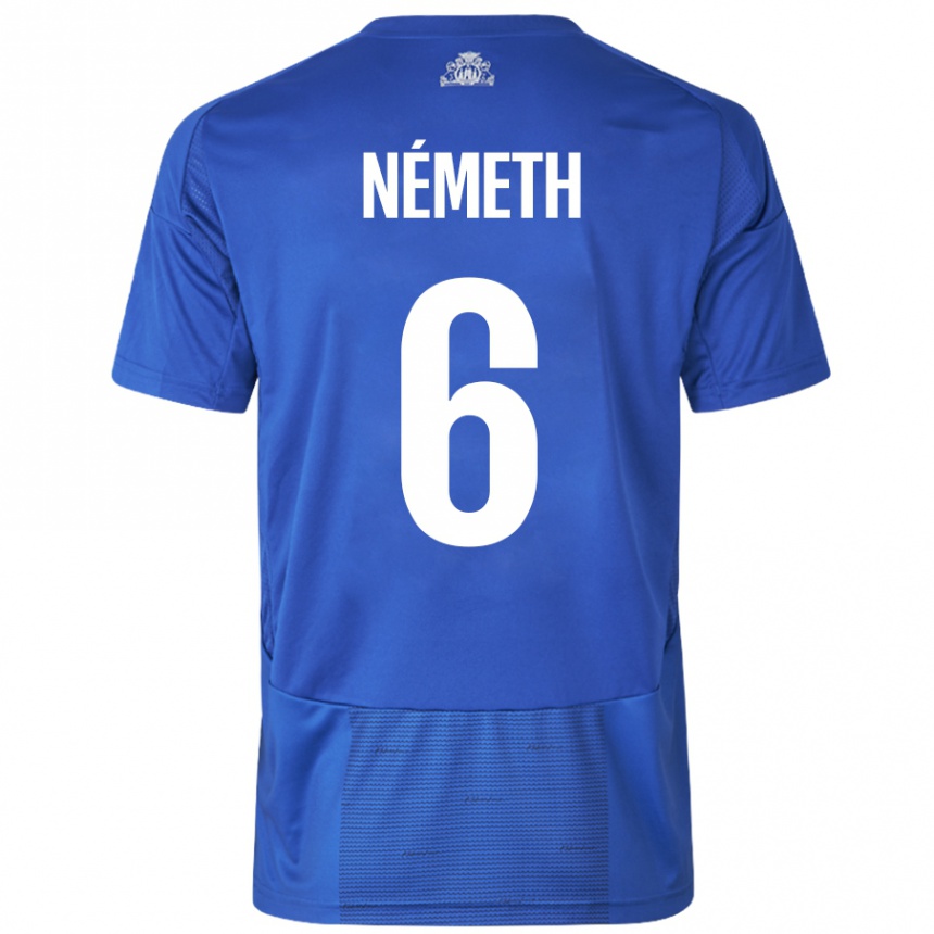 Enfant Football Maillot Hunor Németh #6 Blanc Bleu Tenues Extérieur 2024/25