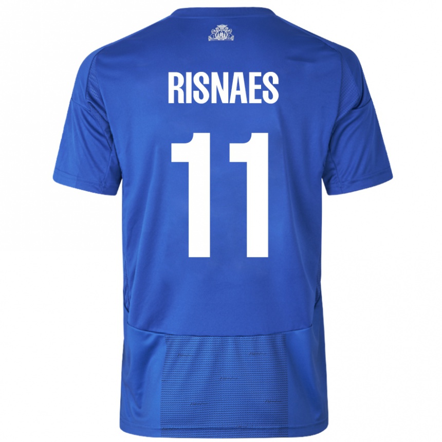 Enfant Football Maillot Roberto Risnaes #11 Blanc Bleu Tenues Extérieur 2024/25