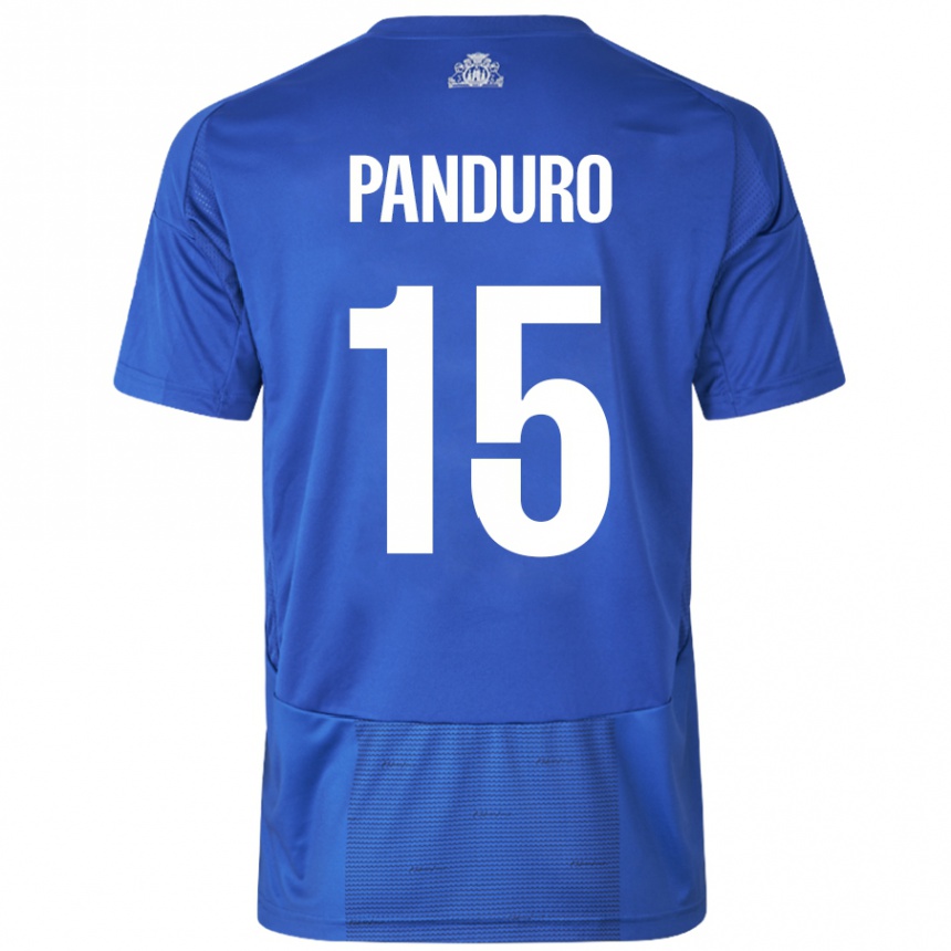 Enfant Football Maillot Tristan Panduro #15 Blanc Bleu Tenues Extérieur 2024/25