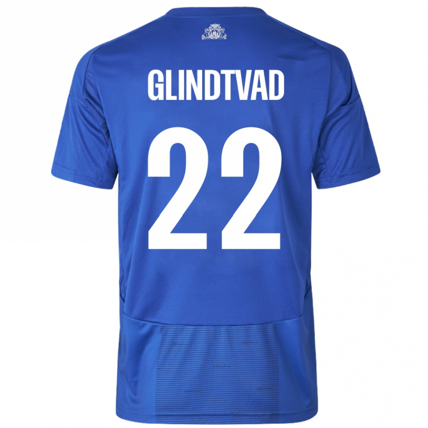 Enfant Football Maillot William Glindtvad #22 Blanc Bleu Tenues Extérieur 2024/25