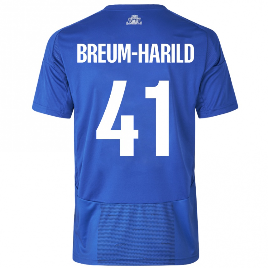 Enfant Football Maillot Tobias Breum-Harild #41 Blanc Bleu Tenues Extérieur 2024/25