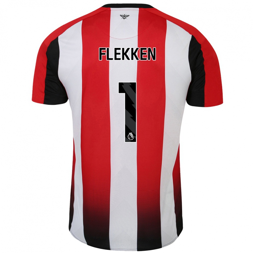 Homme Football Maillot Mark Flekken #1 Rouge Blanc Tenues Domicile 2024/25