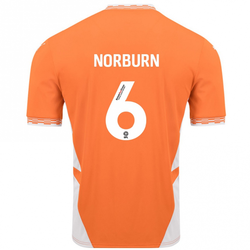 Homme Football Maillot Oliver Norburn #6 Orange Blanc Tenues Domicile 2024/25