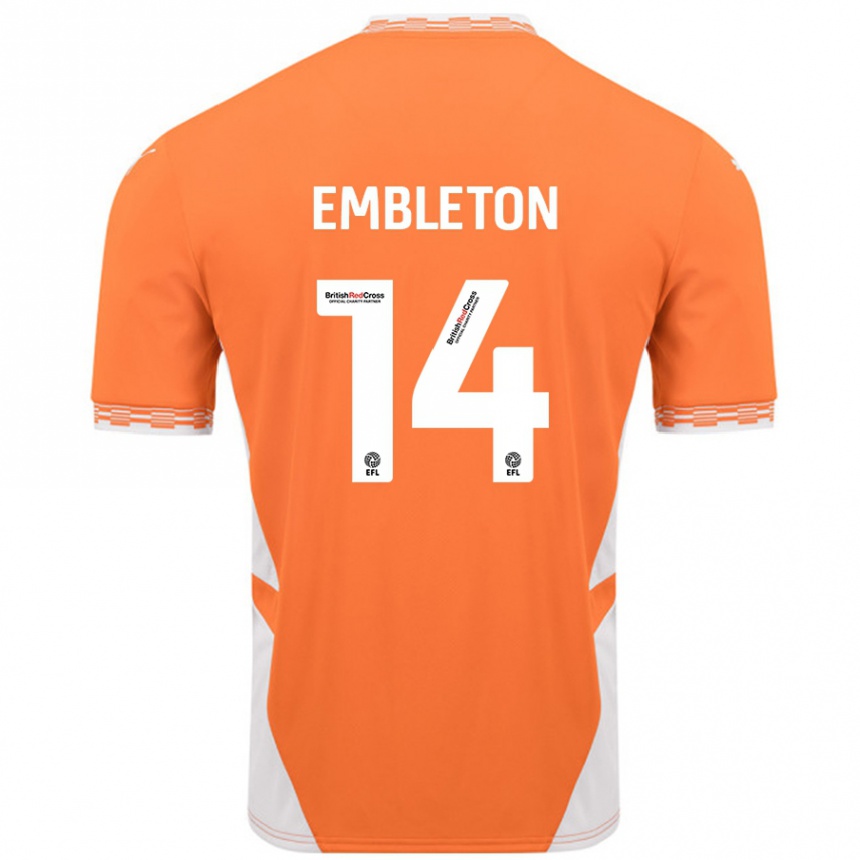 Homme Football Maillot Elliot Embleton #14 Orange Blanc Tenues Domicile 2024/25