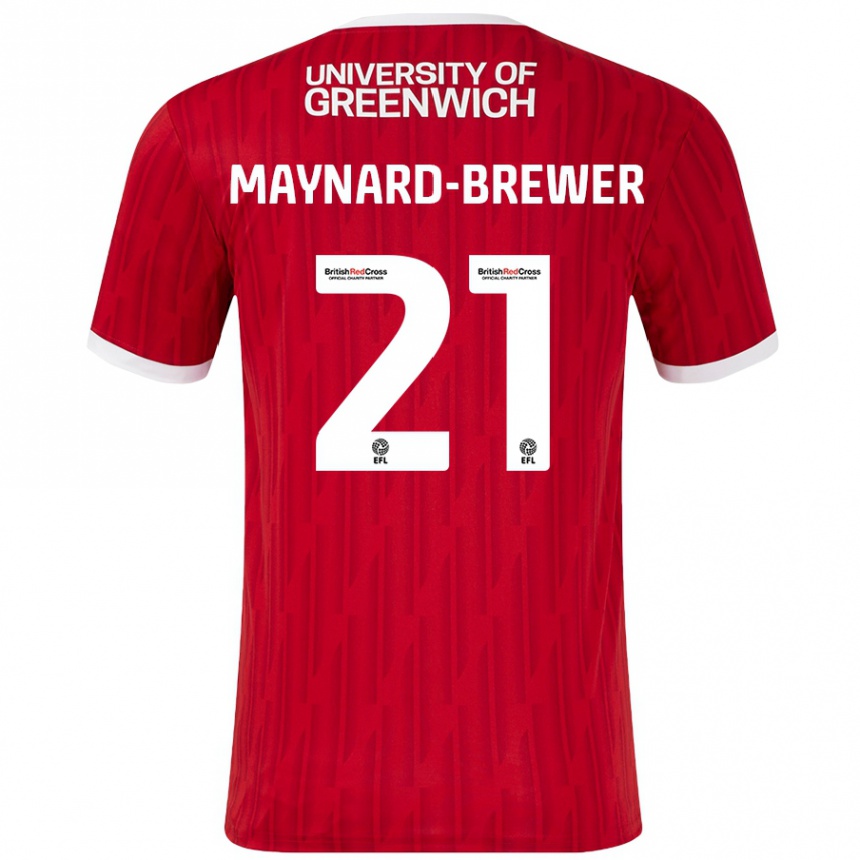 Homme Football Maillot Ashley Maynard-Brewer #21 Rouge Blanc Tenues Domicile 2024/25